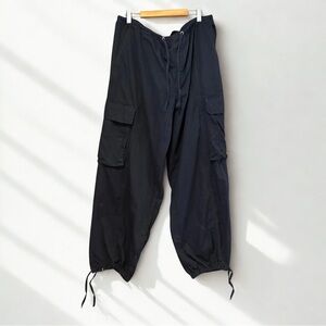 ⌚️ H&M Black Cargo Pants XL Wide Leg Drawstring Utility